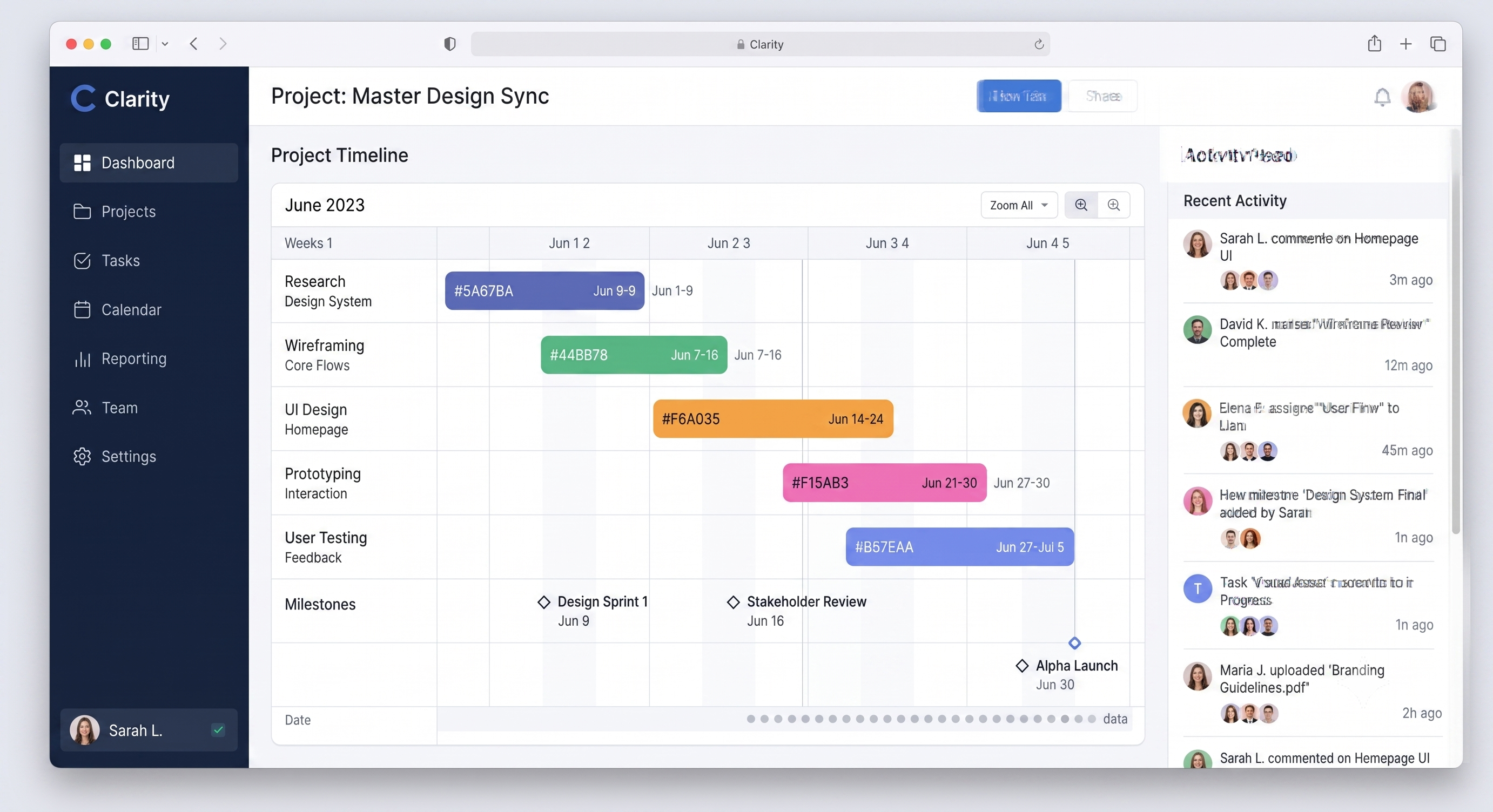 Clarity dashboard